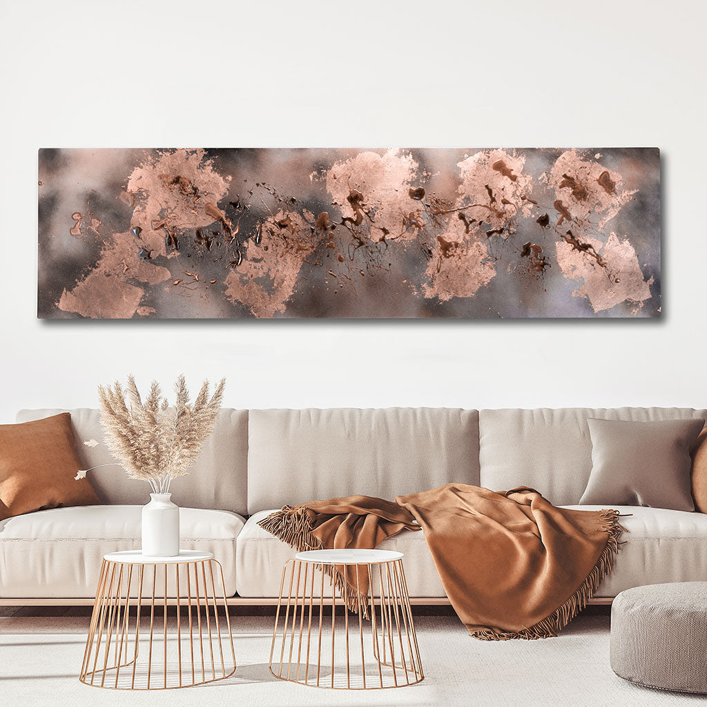 Bronze and earth-toned metal wall art with hand coloured finish and floating frame