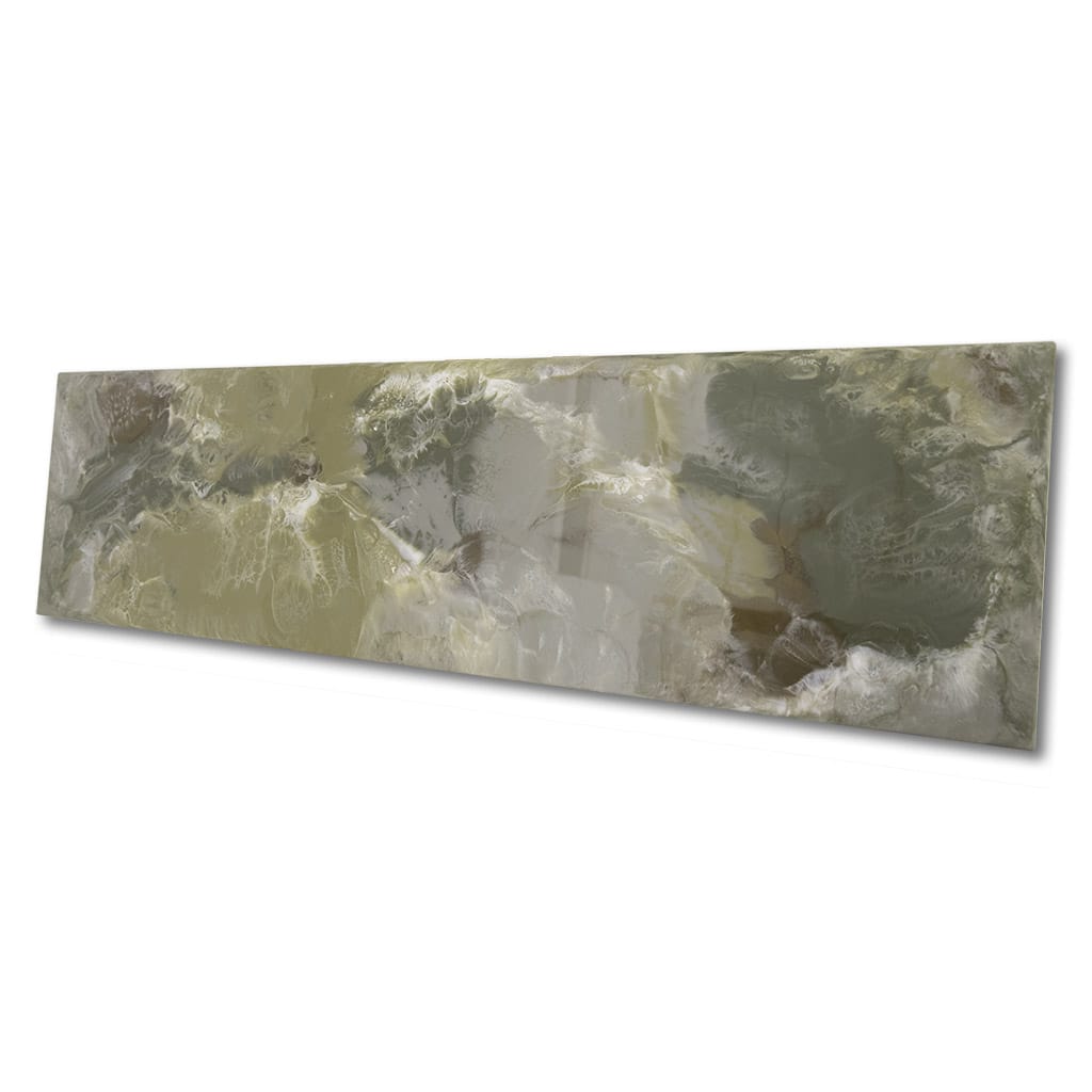 Large panoramic Luxury olive green, gold and white abstract resin wall art for modern living rooms by Elysian bespoke
