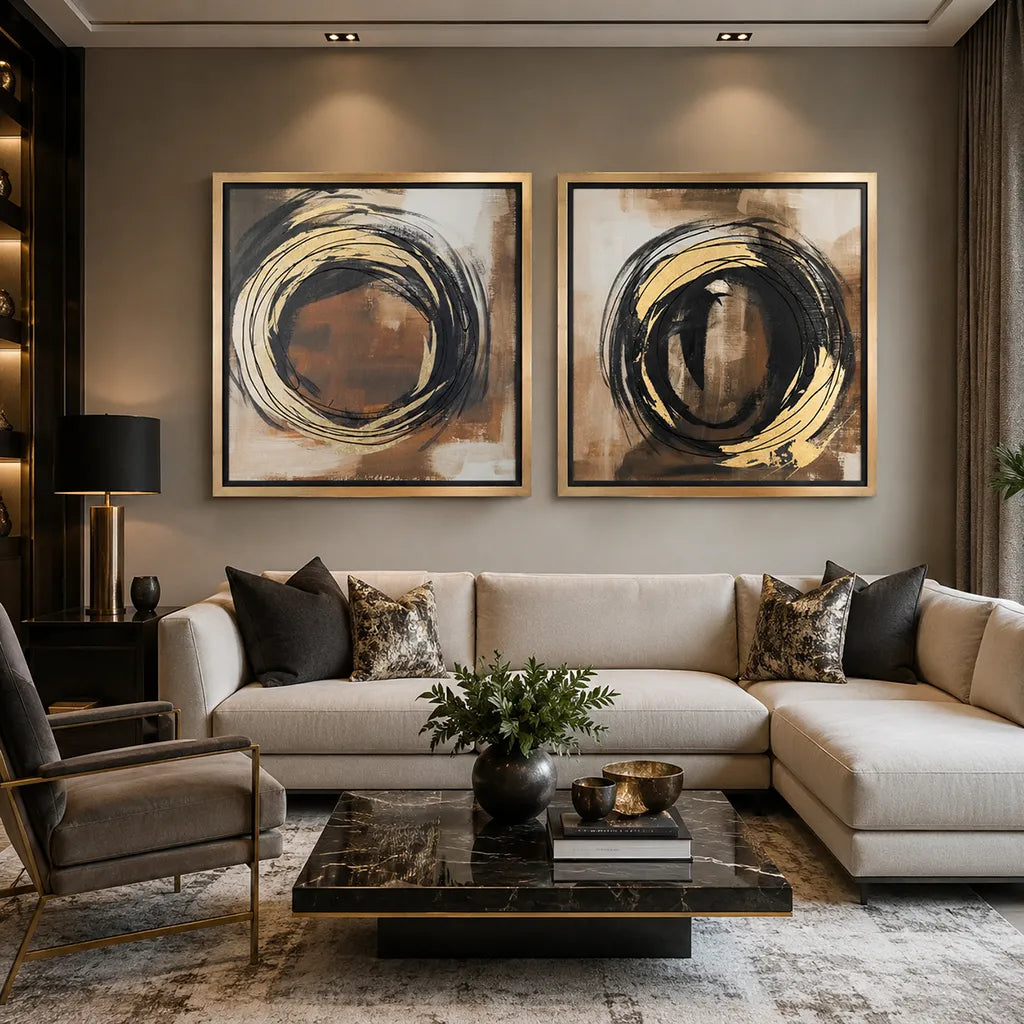 Aurum Orbit 2 Luxury Gold Abstract Wall Art