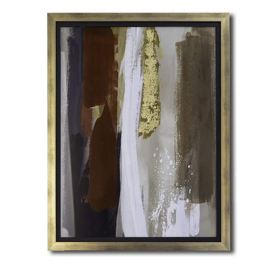 Brown, red & Gold Abstract Framed Wall Art in brushed gold frame for modern contemporary living room or bedroom. hand made by elysianbespoke.com