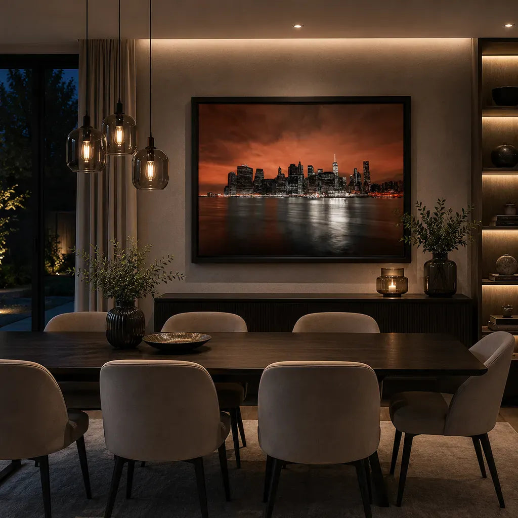 New York Skyline At Sunset Framed Wall Art