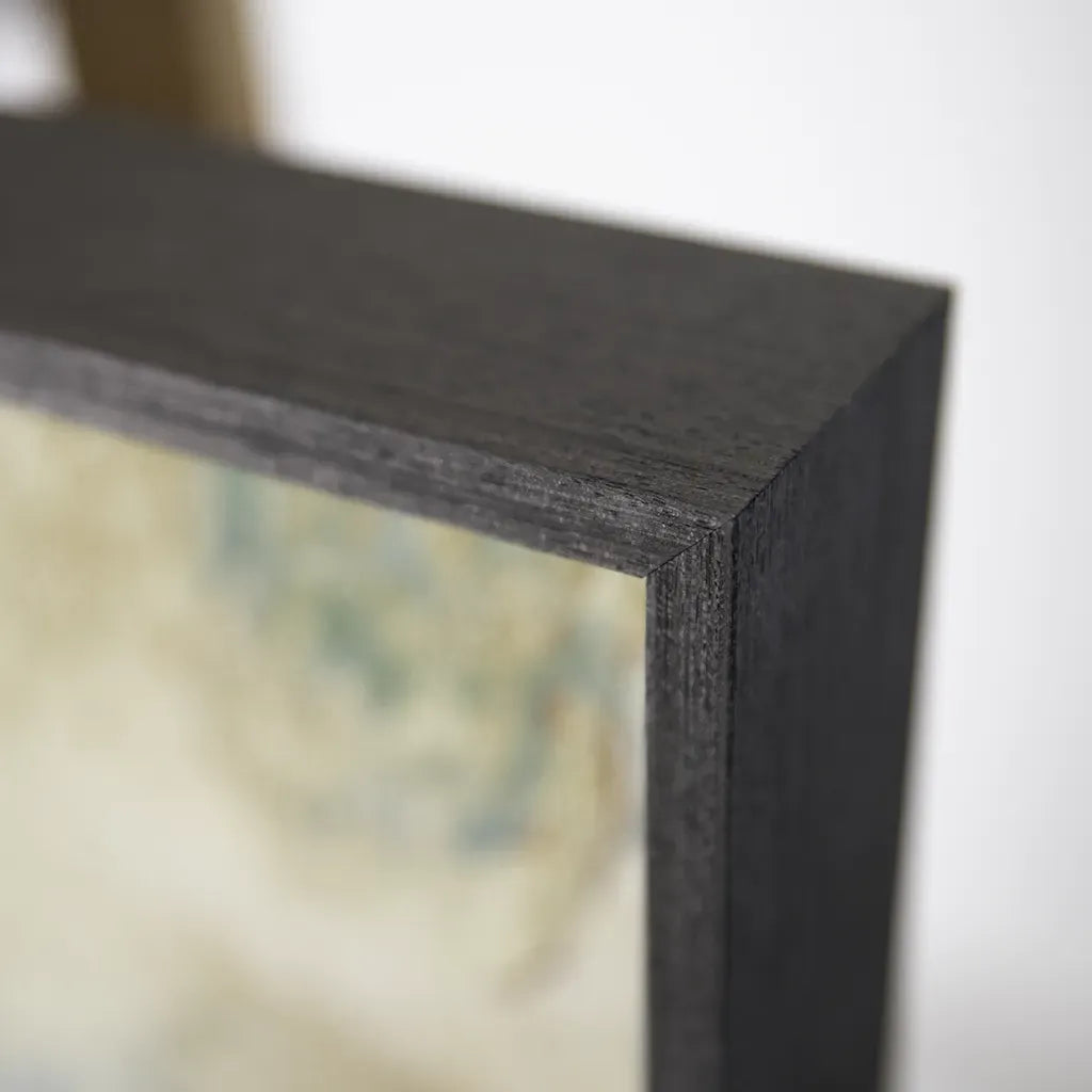 closeup frame detail of Large framed abstract wall art, handmade by elysian bespoke.