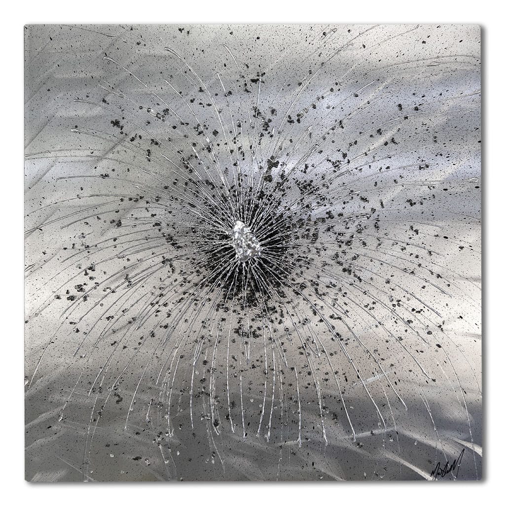 large custom sized abstract metal wall art in black and silver. Hand made by paul marshall at elysian bespoke
