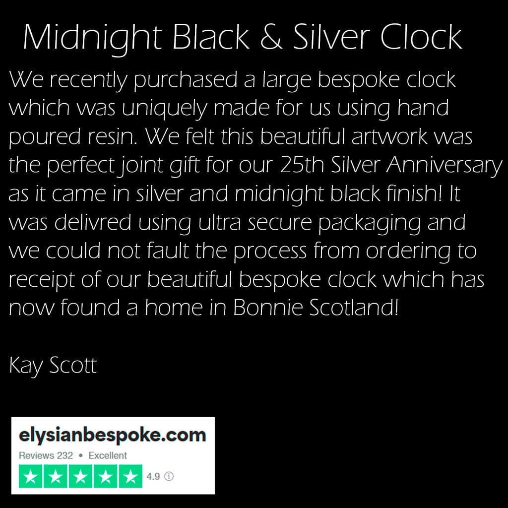 Wall clock in Midnight black and silver