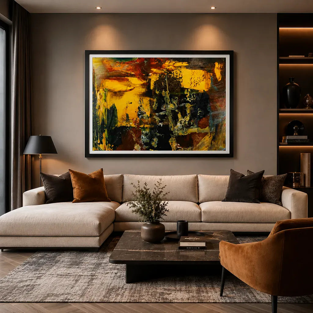 Golden Ember – Framed Abstract Wall Art