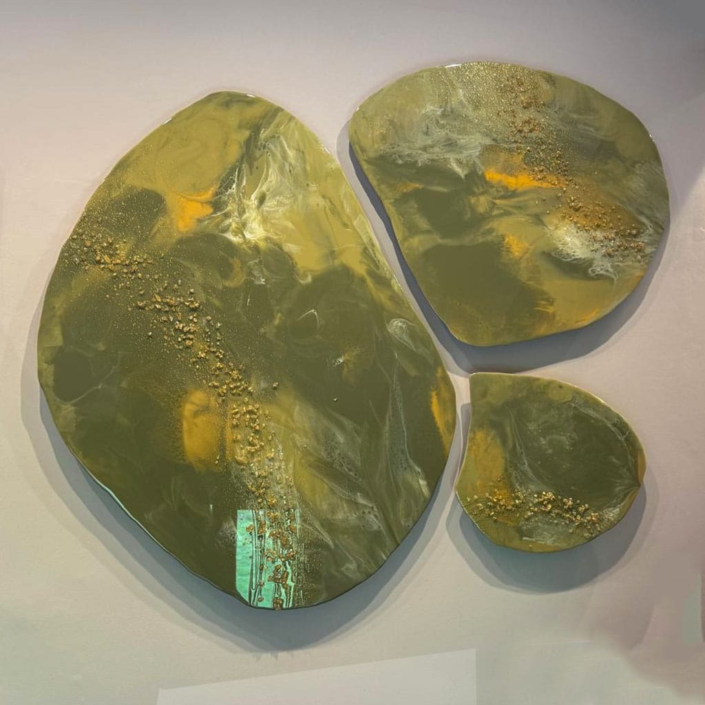 Stepping Stones, Green and Gold Wall Art