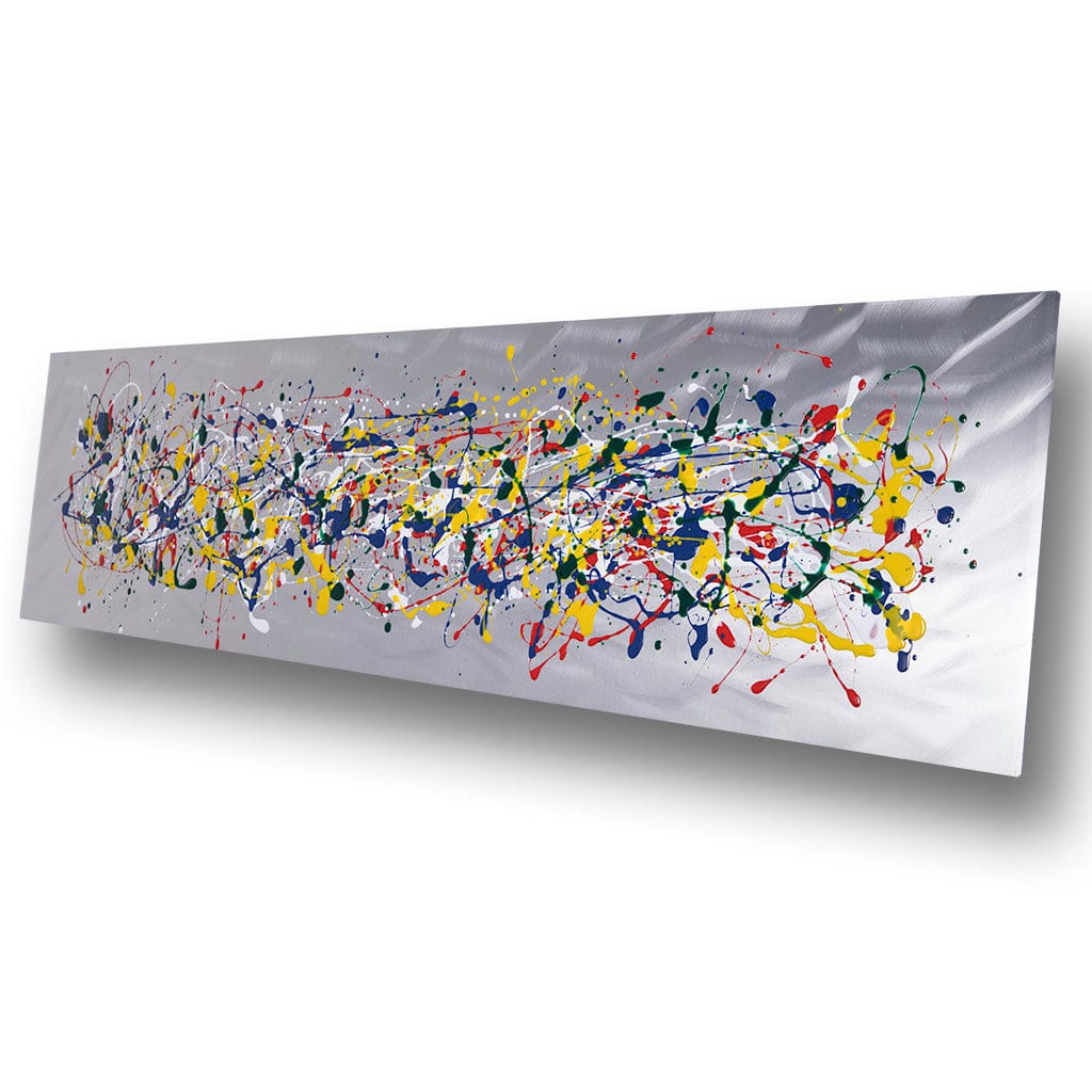 Multicoloured Liquid metal wall art, by elysian bespoke. Hand made in England