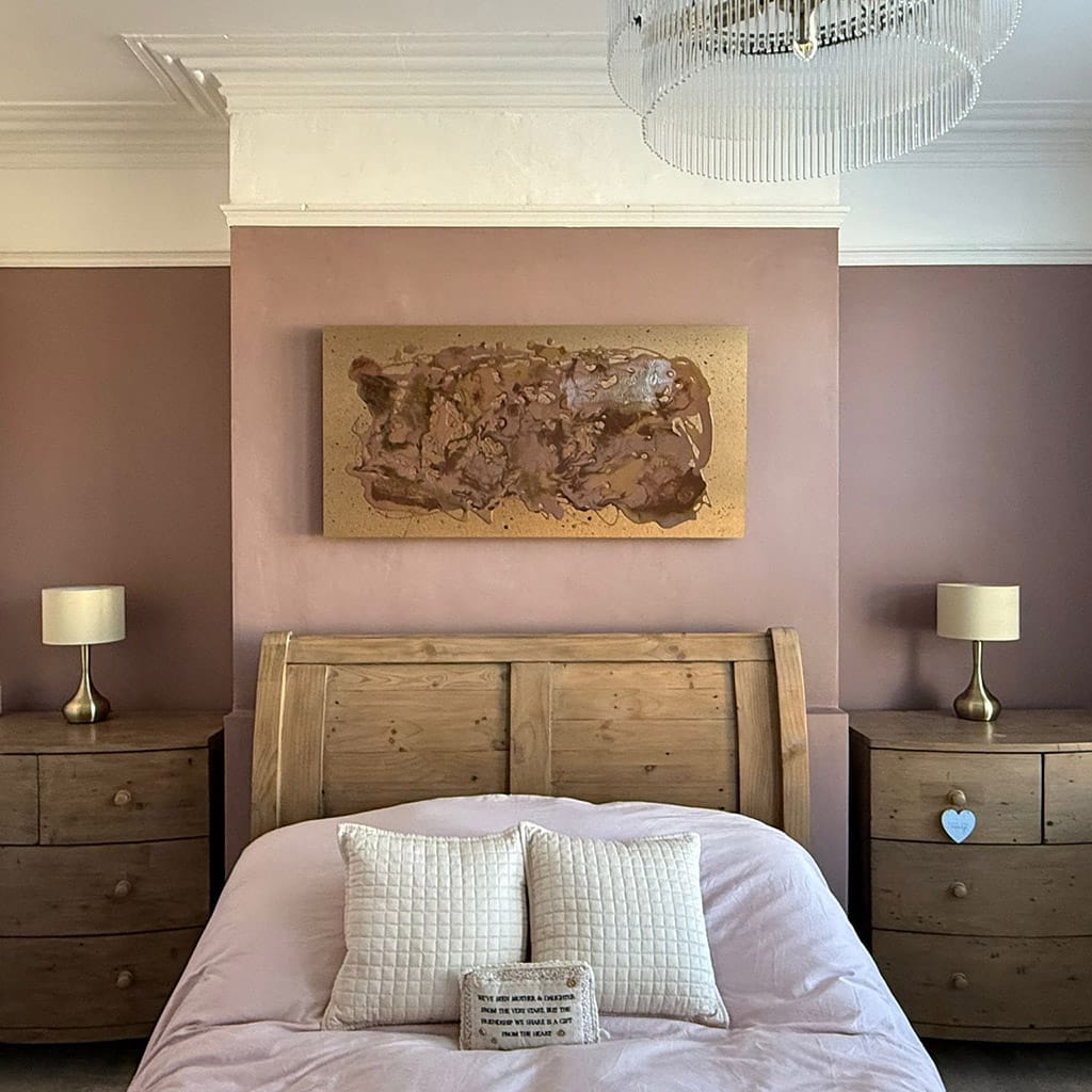 head on real customer image of mocha mouse handmade resin wall art by elysian bespoke. Custom wall art for contemporary homes by Paul Marshall