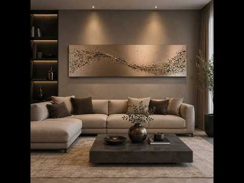 video of Handmade espresso brown and bronze metal wall art by Elysian Bespoke, luxury contemporary oversized abstract wall art for modern interiors.