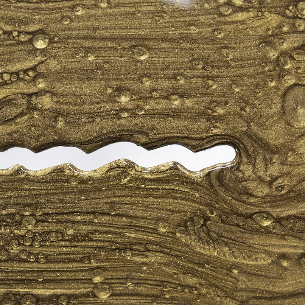 Close up of Handmade contemporary bronze resin wall art with a glossy metallic finish. Lounge wall art | luxury abstract wall art by Elysain bespoke.