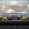Yellow wave metal wall art, recycled crushed glass unique industrial art