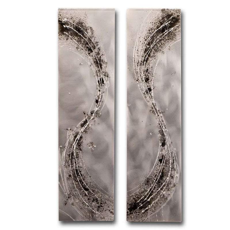 Curva black and silver, Set of 2, Metal Wall Art