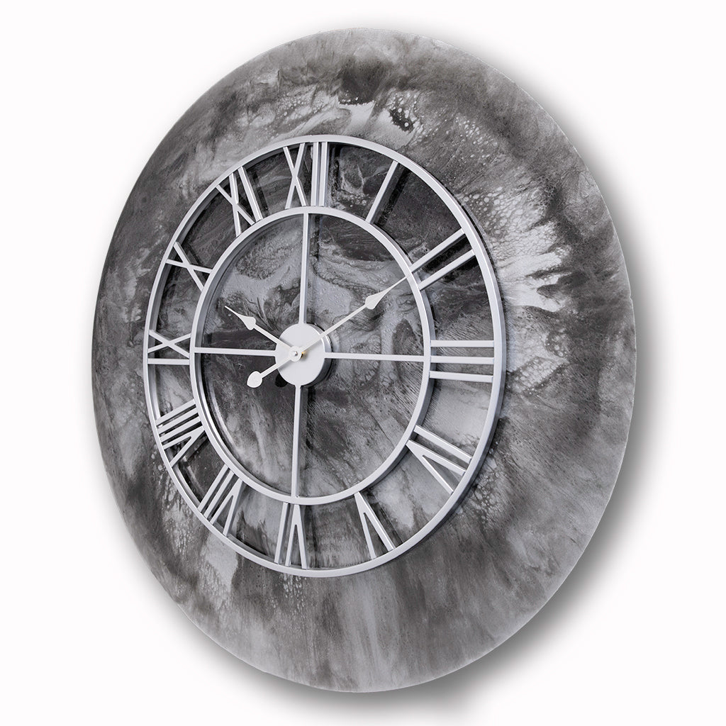Wall clock in Midnight black and silver