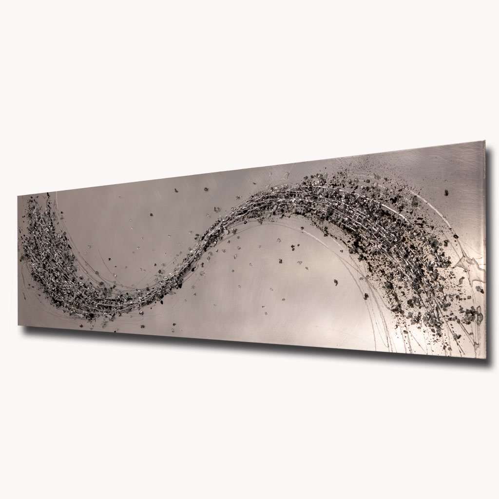 Lithium Mono Wave Aluminium Silver Metal Wall Art | Unique Abstract Acrylic Glass Wall Art
