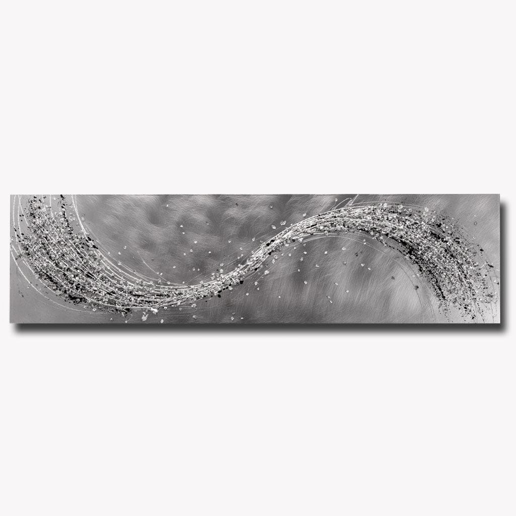 Lithium Mono Wave Aluminium Silver Metal Wall Art | Abstract Acrylic Glass Wall Art