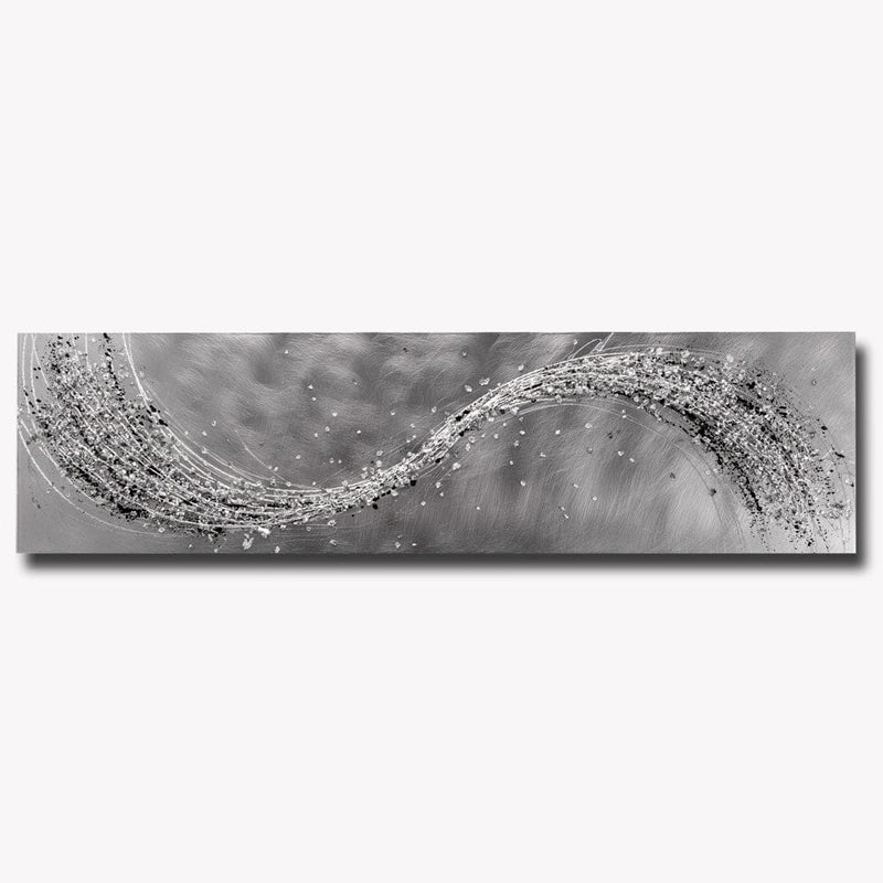 Lithium Mono Wave Aluminium Silver Metal Wall Art | Abstract Acrylic Glass Wall Art