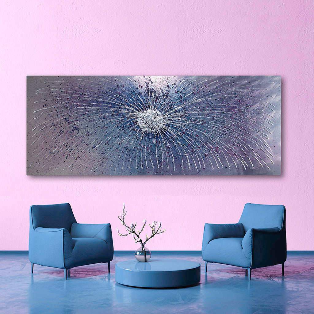 Aqua and Magenta Starburst Metal Wall Art