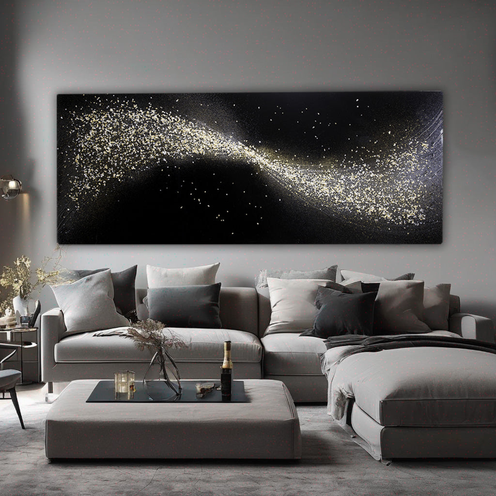 Black and Silver Abstract Metal Wall Art Painting Canvas