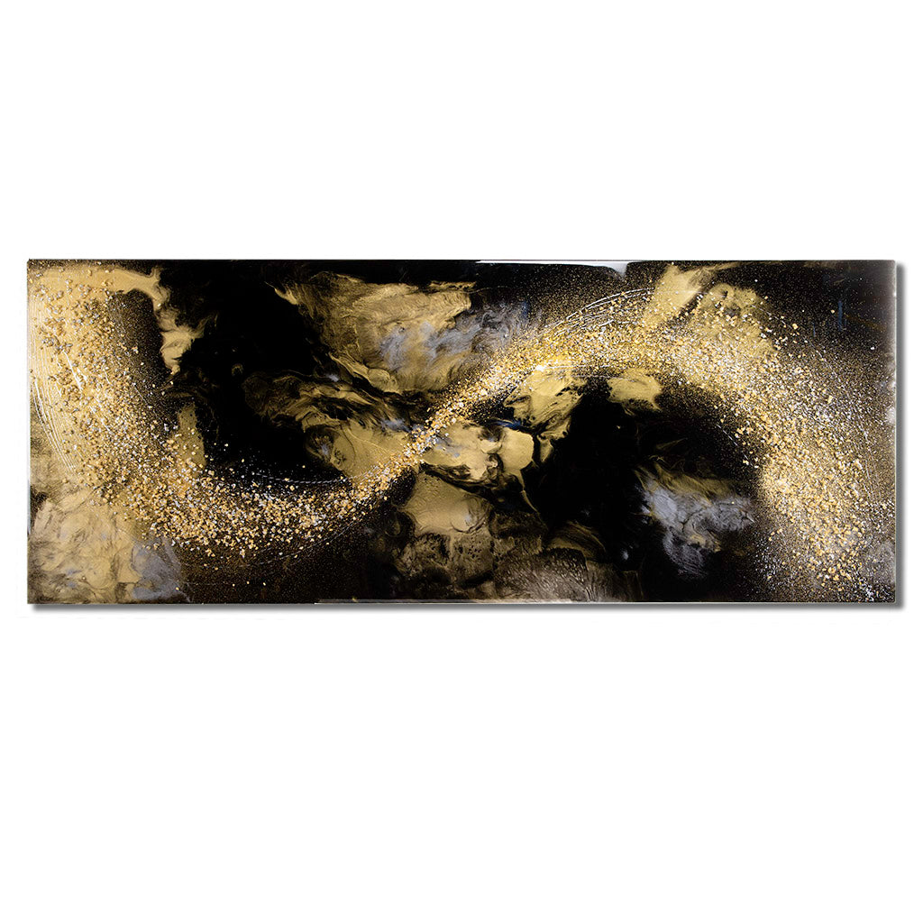 Product image of black and gold resin wall art, made for luxury spaces 