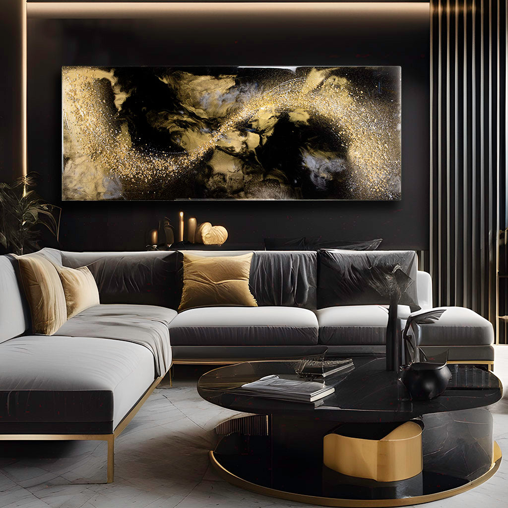 Black and Gold Resin Wall Art - Luxury Art - Made in England