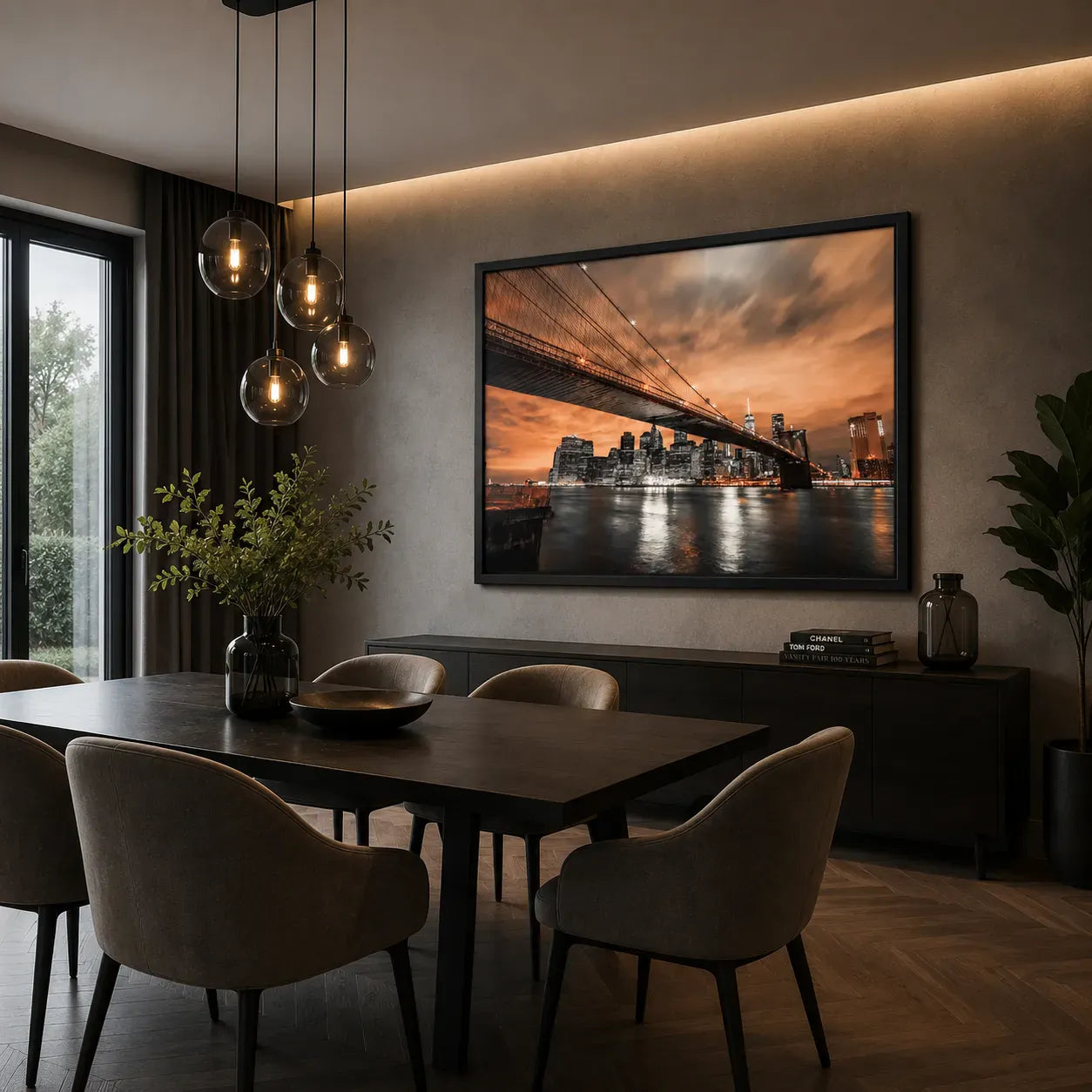 Brooklyn Bridge Framed Wall Art | Contemporary New York Skyline Picture