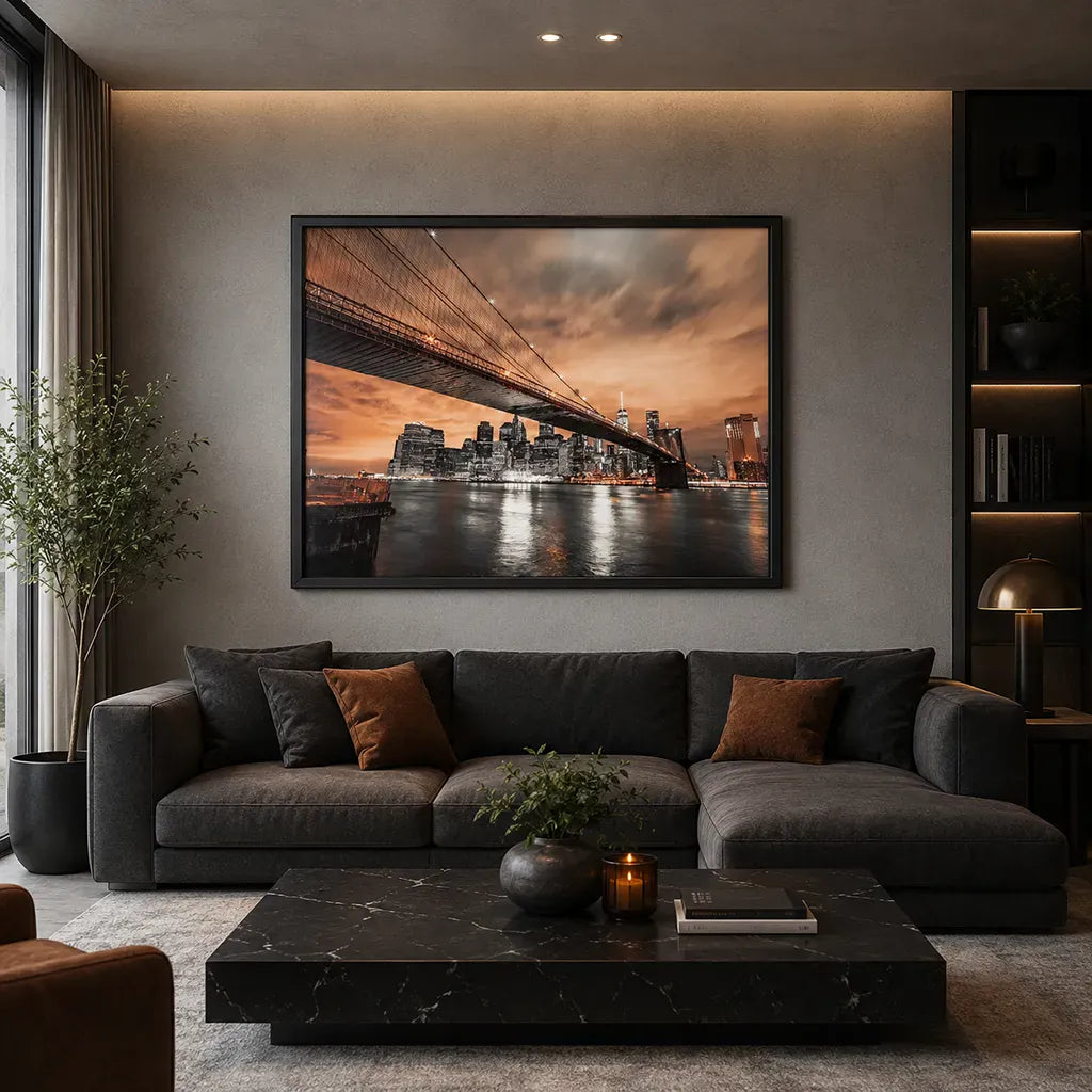 Brooklyn Bridge Framed Wall Art | Contemporary New York Skyline Picture