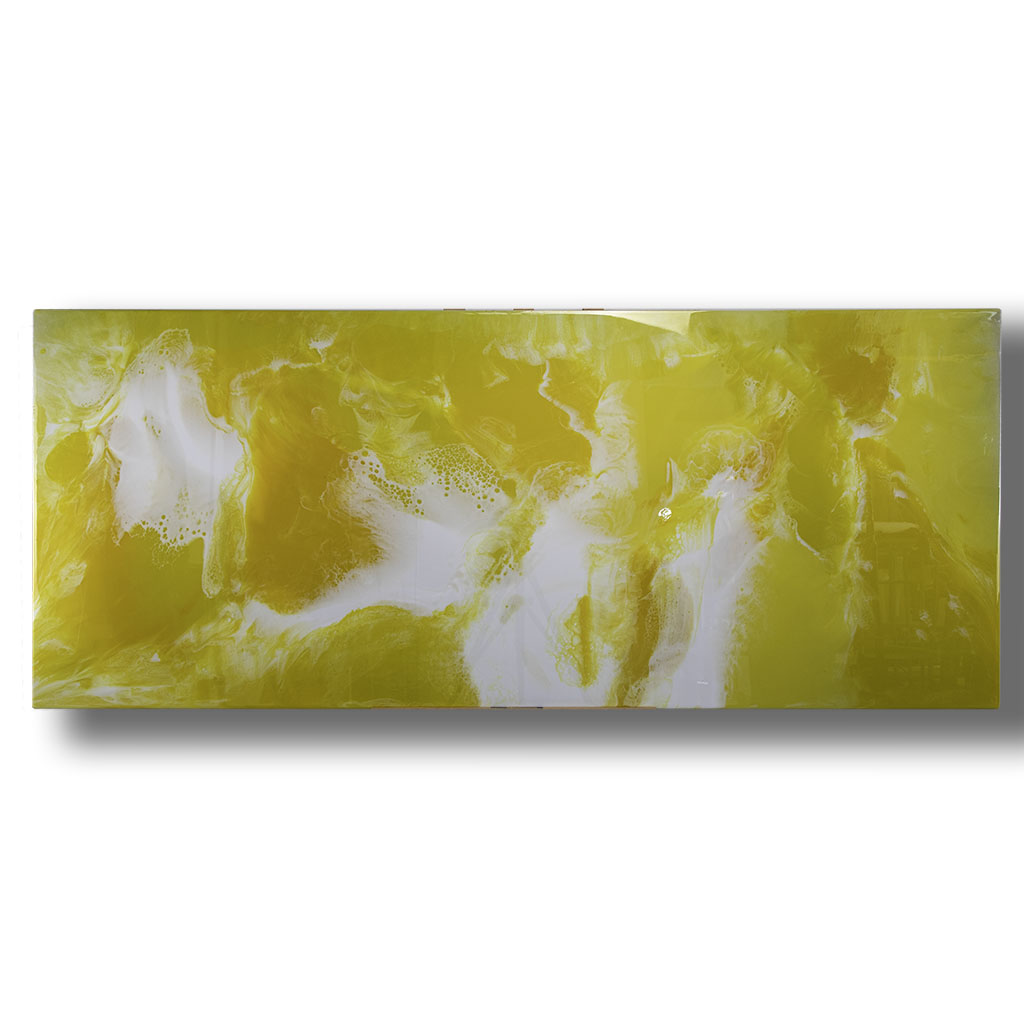 High gloss yellow resin metal wall art