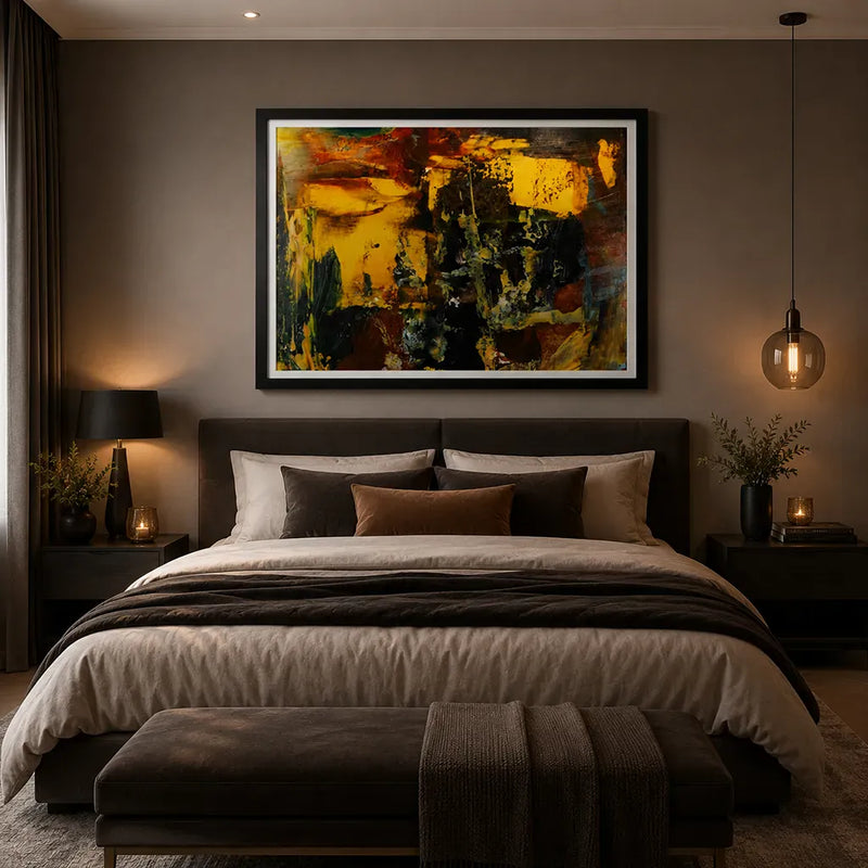 Golden Ember – Framed Abstract Wall Art