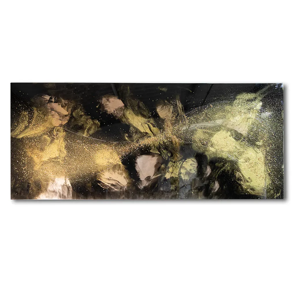One-Off Original Black, Gold & Bronze Abstract Artwork – 300cm × 125cm