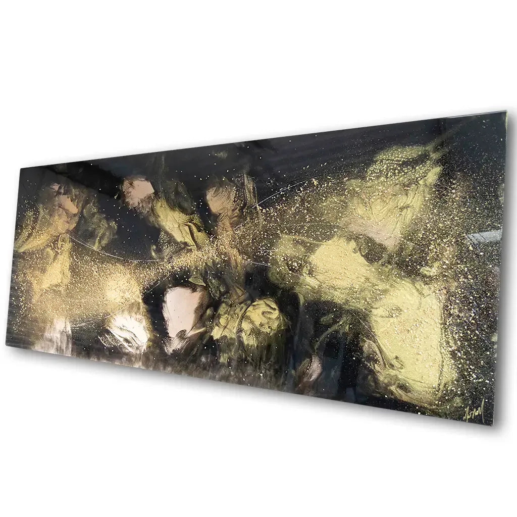 One-Off Original Black, Gold & Bronze Abstract Artwork – 300cm × 125cm