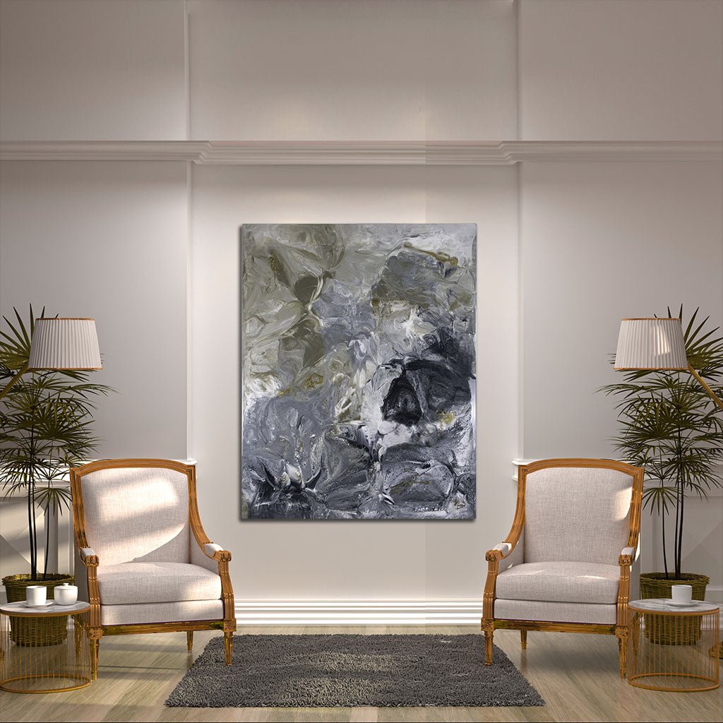 Metal Wall Art, Luxury Hand Painted Canvas For Living Room