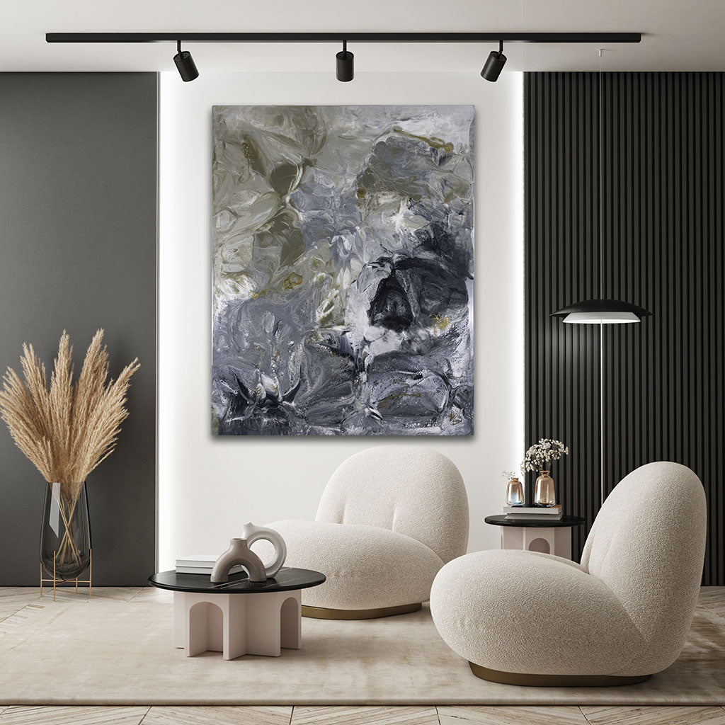 Isha Resin Metal Wall Art, Luxury Hand Painted Canvas