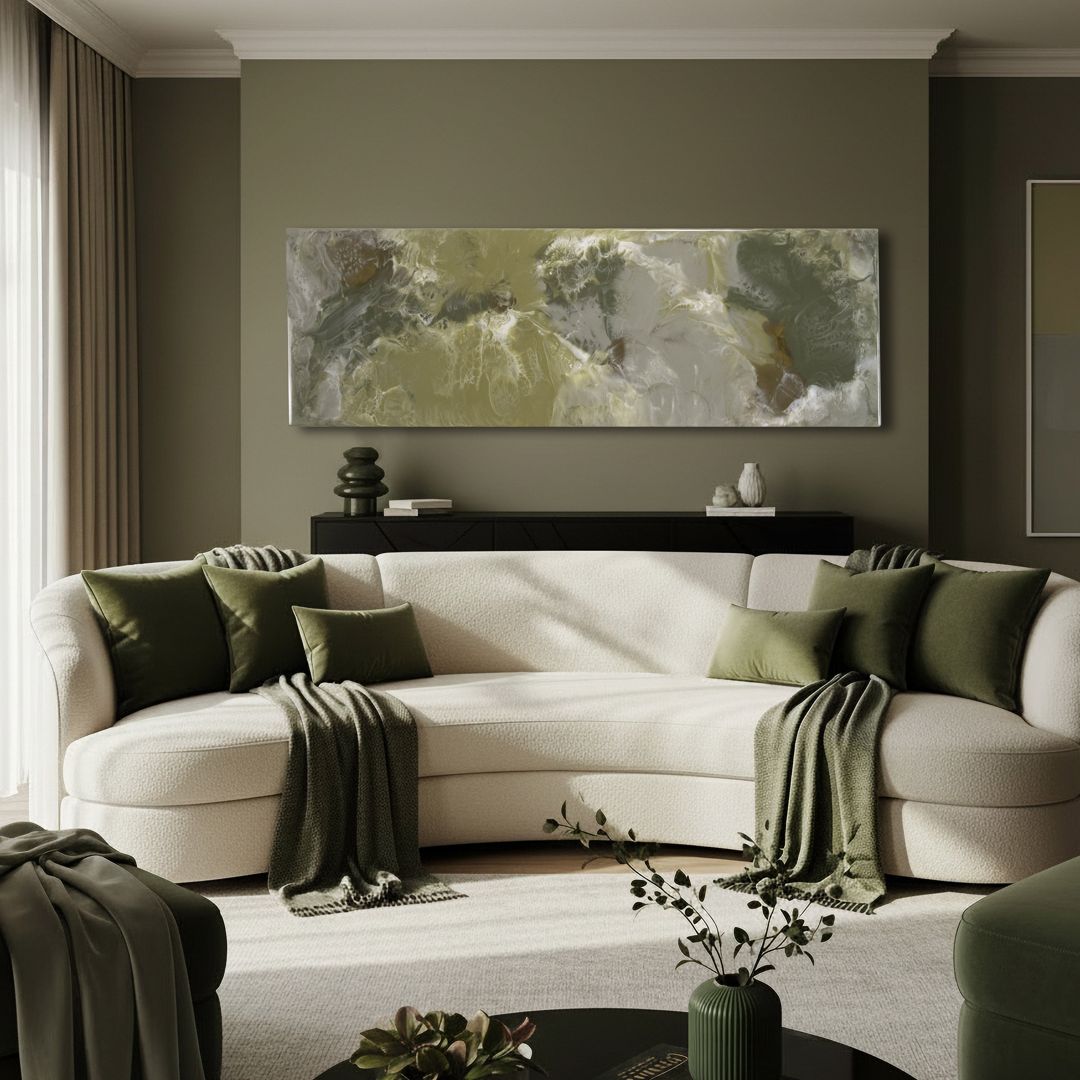 Sage, Olive and Emerald Green Abstract Metal Wall Art