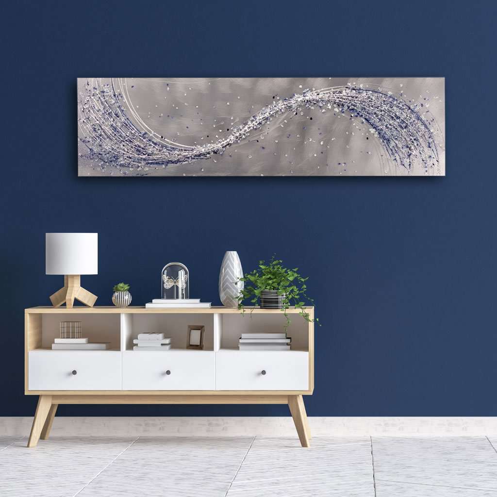 Luxury Lithium Blue & Silver Abstract Metal Wall Art UK