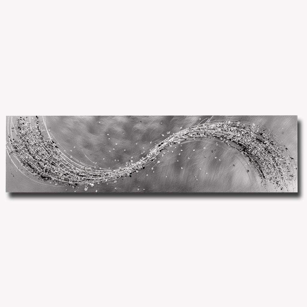 Lithium Mono Wave Aluminium Silver Metal Wall Art | Abstract Acrylic Glass Wall Art 