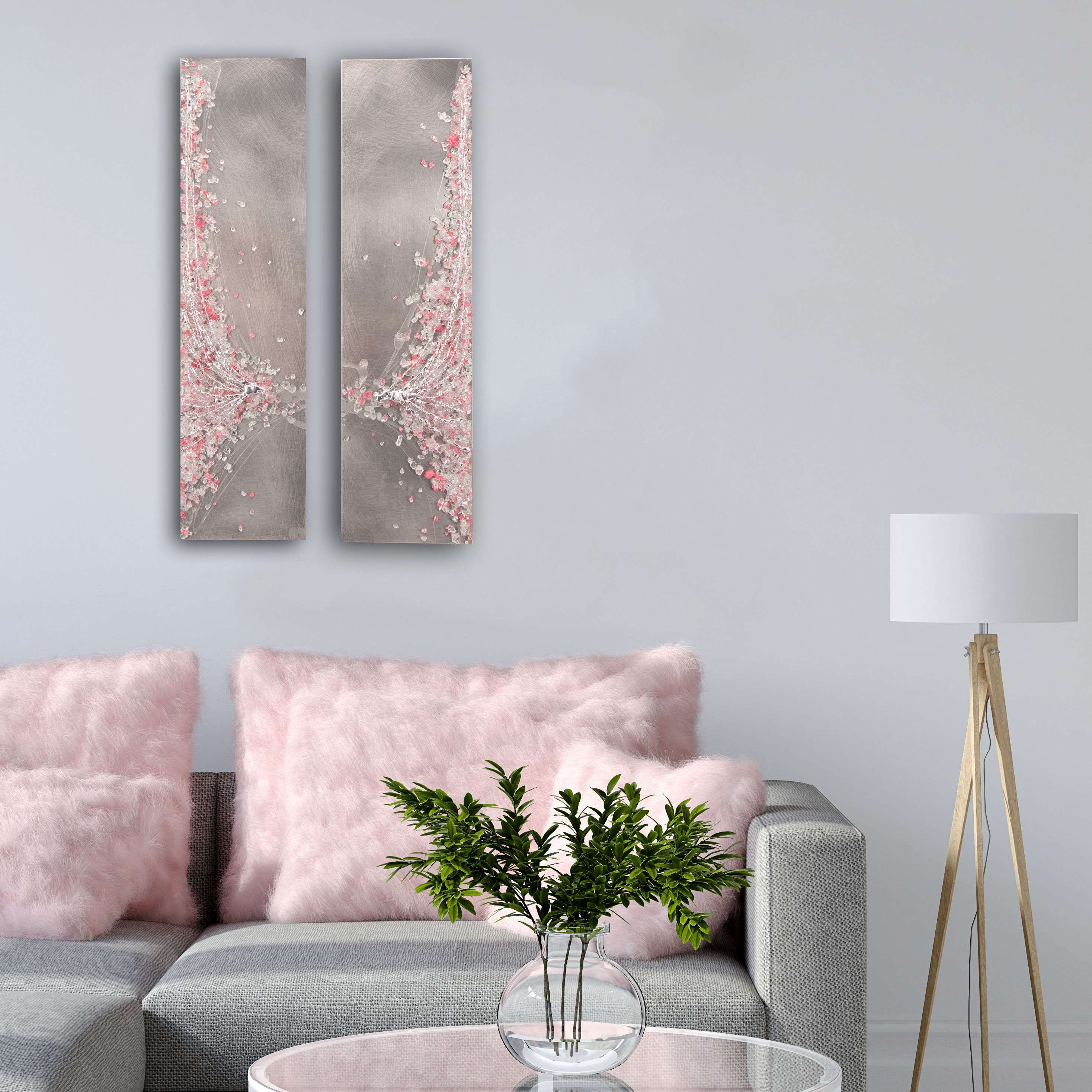 Blush Angel Wings, Set of 2, Bespoke Metal Wall Art UK