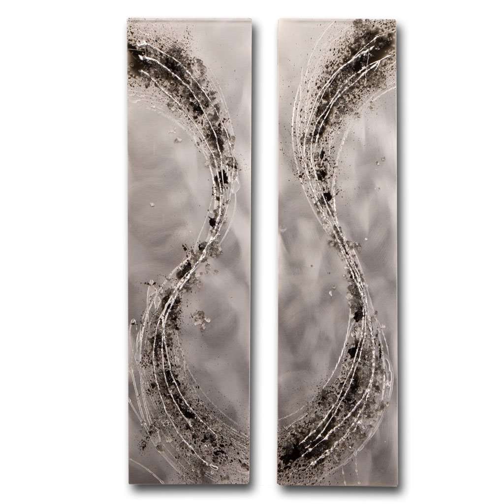 Curva black and silver, Set of 2, Metal Wall Art