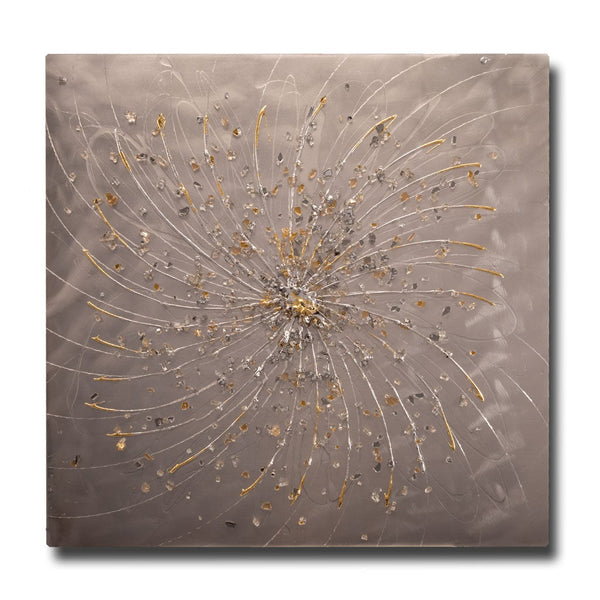 Silver Square Metal Wall Art UK Abstract, Refined Wave Elysian Bespoke