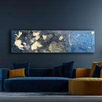 Hand Embellished Aqua Marine metal wall art, Height 40cm Width 150cm