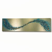 Gold on Blue Lithium Wave Metal wall art