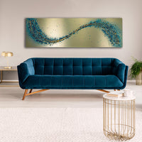 Gold on Blue Lithium Wave Metal wall art