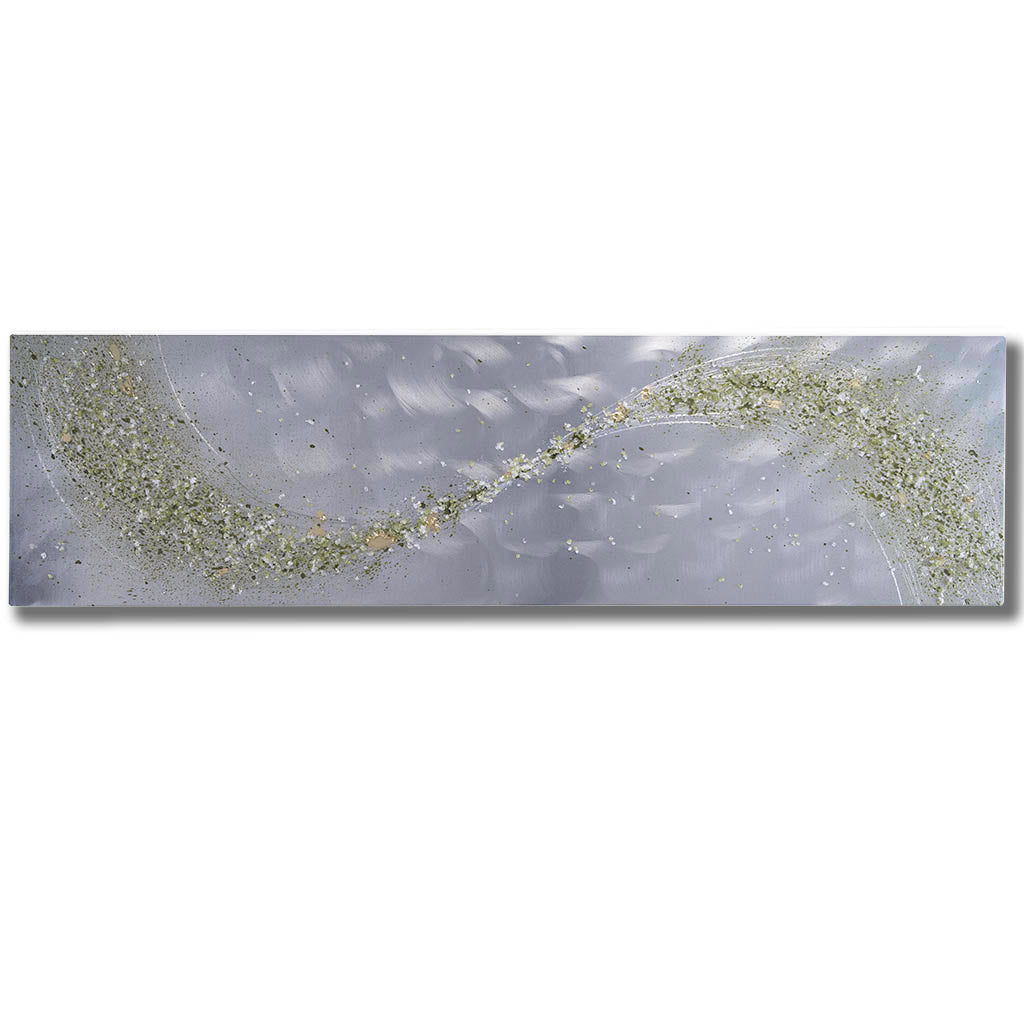 Green and Silver Abstract Metal Wall Art Painting Canvas